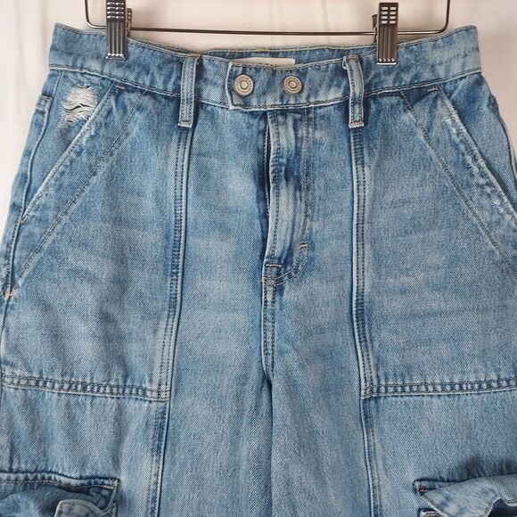 Hidden Los Angeles Jeans Women’s 26 Light Blue Cargo Utility Pockets 100% Cotton - Picture 5 of 13